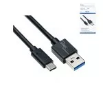 USB 3.1 C típusú kábel - 3.0 A dugó, 5Gbps, 3A töltés, fekete, 1.00m, Dinic Box